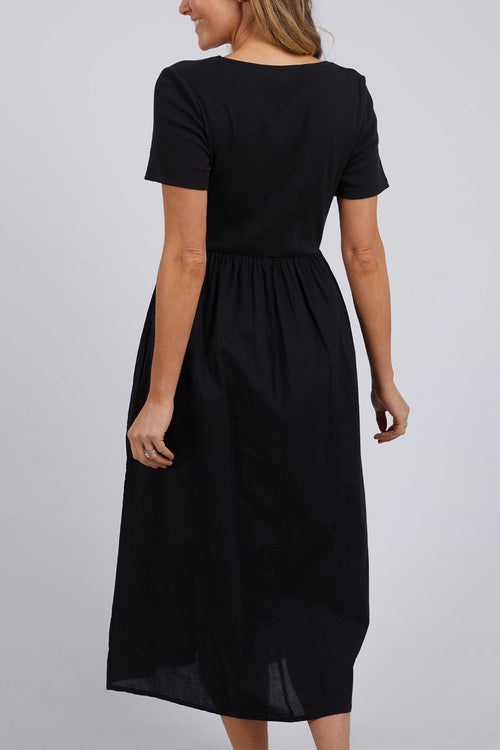 Ella Black SS Midi Dress WW Dress Foxwood   