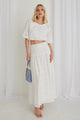 Aquarius White Broidery Anglaise Tiered Split Front Maxi Skirt