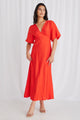 Empire Sunset Puff Sleeve Midi Dress