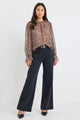 Endless Black Taupe Roses Georgette Blouson Sleeve LS Top