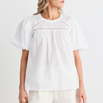 Enduring White Texture Lace Insert SS Top