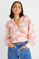 Evolve Blush Palms Wrap Shirt