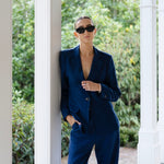 Piper Navy Linen Viscose One Button Blazer WW Blazer Among the Brave   