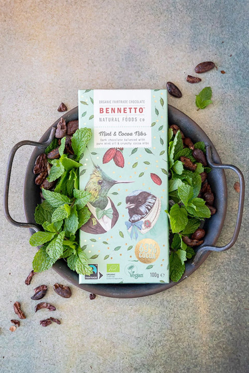 Fairtrade Chocolate Mint + Cocoa Nibs (Mint) 100gm