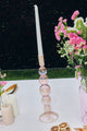 Five Bubble Pearl Pink 30cm Glass Taper Candle Holder