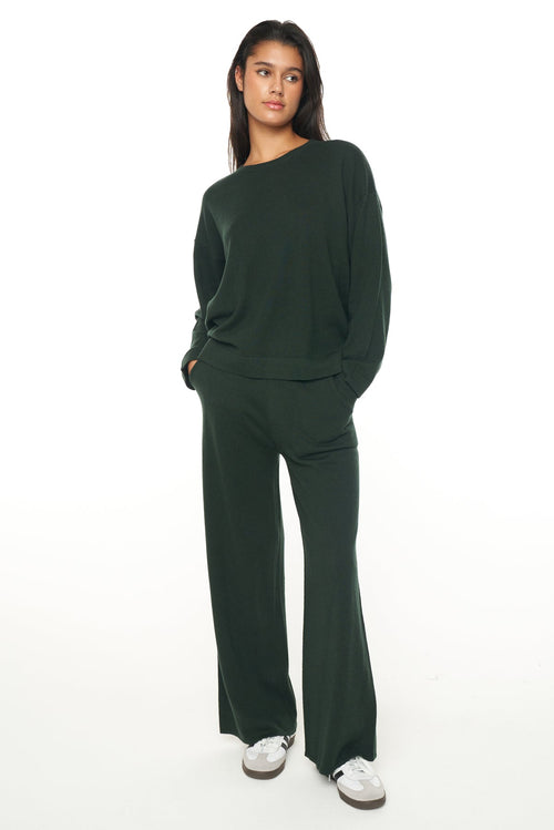 green knit pant