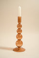 Four Bubble Brown 25cm Glass Taper Candle Holder