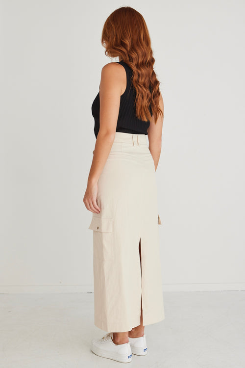 Frank Ivory Cotton Utility Midi Skirt WW Skirt Among the Brave   