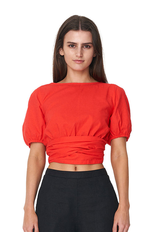 Casa Ruby Red V Neck Wrap Top WW Top Huffer   