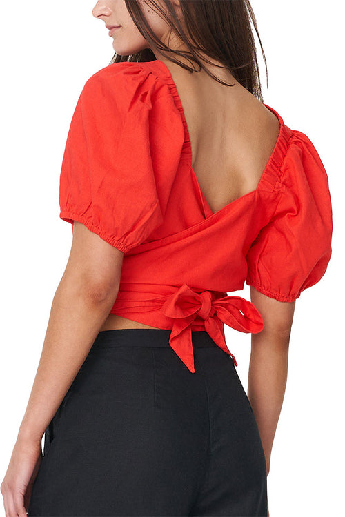 Casa Ruby Red V Neck Wrap Top WW Top Huffer   