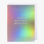 Happy Birthday Beautiful Silver Small Greeting Card HW Greeting Cards Oxted   