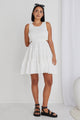 Harley White Sleeveless Waist Cut Out Tiered Mini Dress