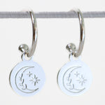 Heavenly Sterling Silver Plate Circle Pendant Hoop Earrings ACC Jewellery Love Lunamei   