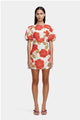 Kimberley Primrose Red Floral Puff Sleeve Mini Dress