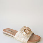 Karmen Beige Raffia Slide