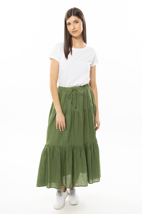 Curious Khaki Linen Maxi Skirt WW Skirt Liela + Luca   