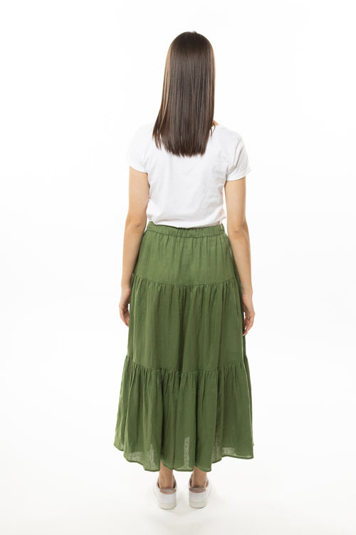 Curious Khaki Linen Maxi Skirt WW Skirt Liela + Luca   