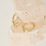 Large Double Hoop EOL Gold Earrings