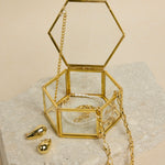 Glass with Gold Trim Large Hexagonal Jewellery Boxes