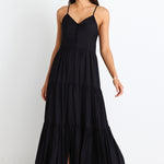 Lilibet Black Strappy Button Front Maxi Dress