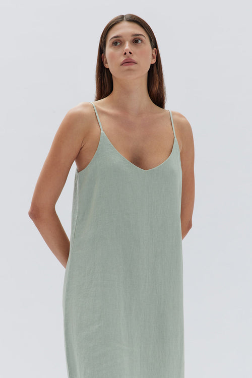 Linen Nettle Midi Slip Dress WW Dress Assembly Label   