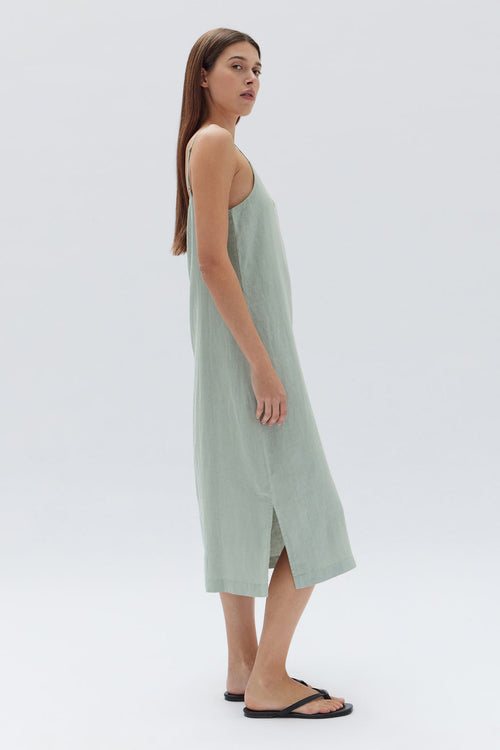 Linen Nettle Midi Slip Dress WW Dress Assembly Label   