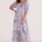 Lola Blue Paisley Tiered Midi Dress