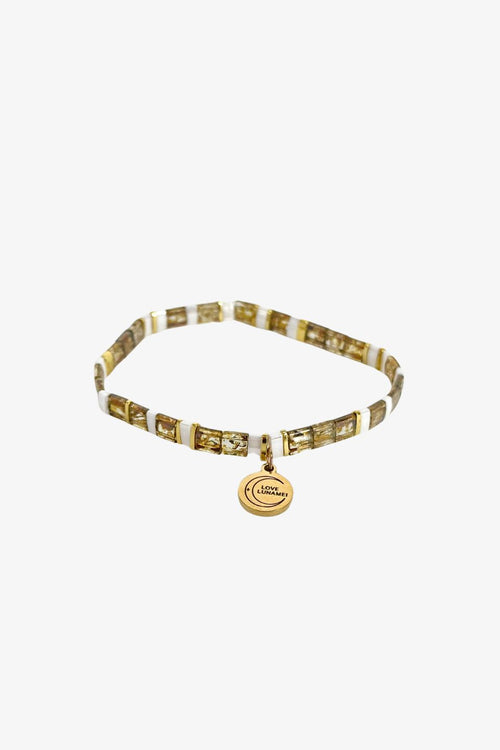 Love Yellow Gold White with Gold Charm Bracelet ACC Jewellery Love Lunamei   