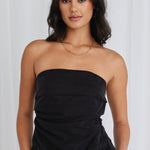 Observation Black Cupro Strapless Top