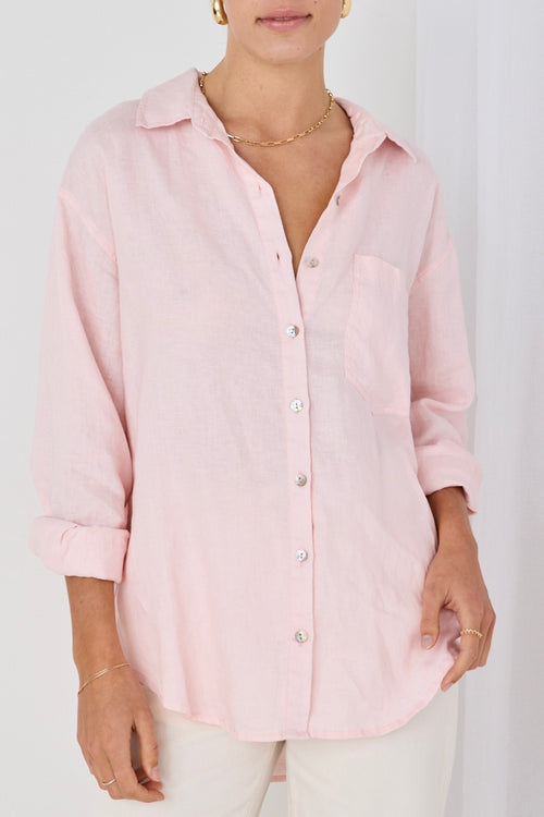 shop pink linen shirt