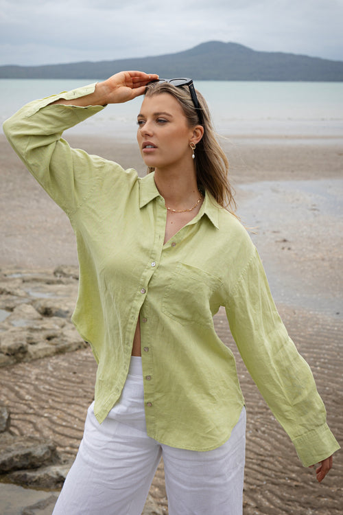 Optimum Pistachio Linen Oversized Shirt WW Shirt RE:Union   