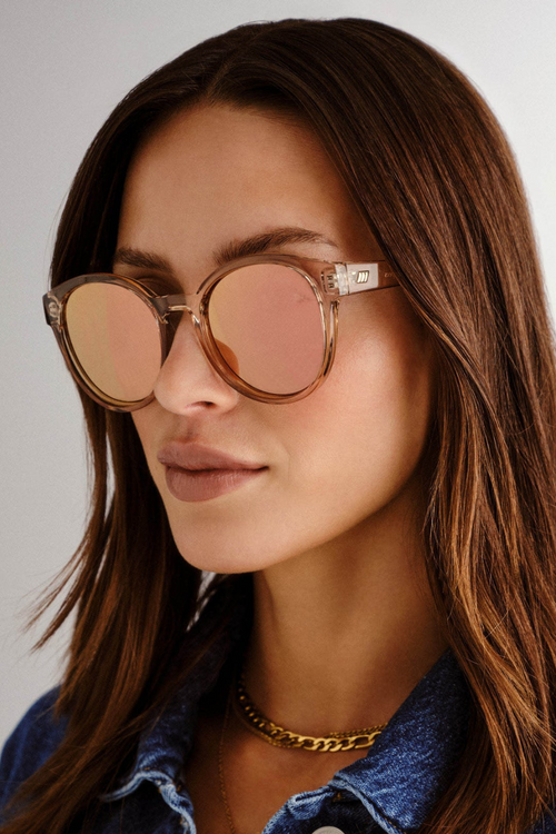 Round Clear Tan Sunglasses