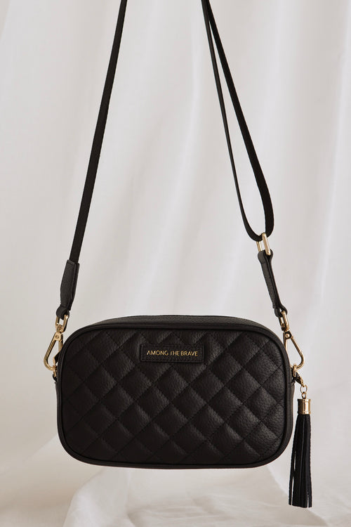 Paris Black Leather Diamond Quilted Bag ACC Bags - All, incl Phone Bags Among the Brave   