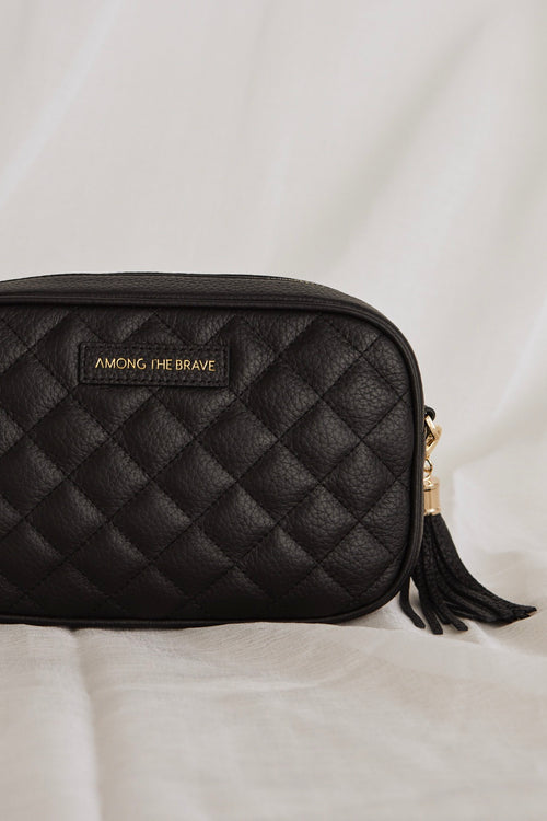 Paris Black Leather Diamond Quilted Bag ACC Bags - All, incl Phone Bags Among the Brave   