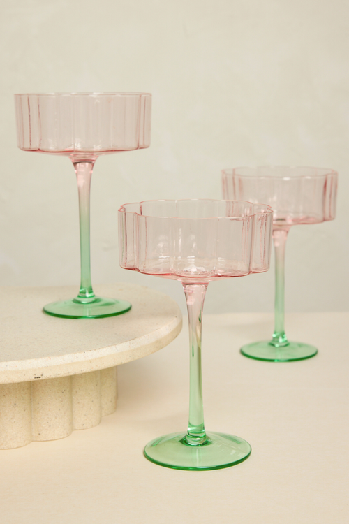 pink green cocktail glass