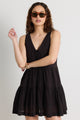 Pivot Black Cotton Sleeveless Tiered Mini Dress