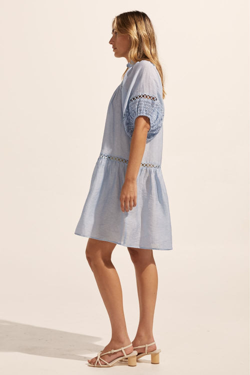 Pivot Sky Blue Embroided Detail SS Dress WW Dress Zoe Kratzmann   