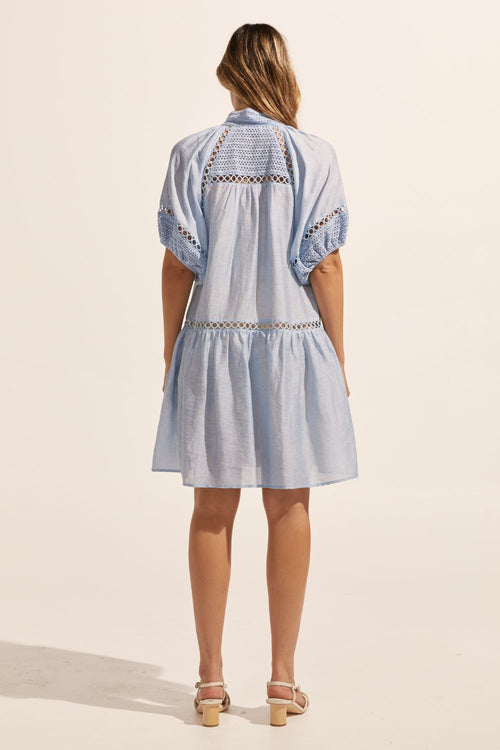 Pivot Sky Blue Embroided Detail SS Dress WW Dress Zoe Kratzmann   