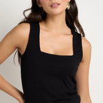 Positive Black Rib Square Neck Tank