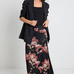 Manner Blush Floral Rouched Mesh Midi Skirt