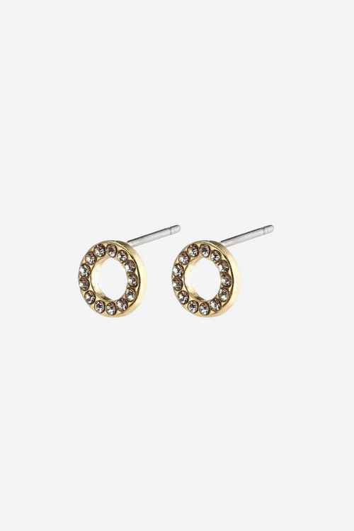 Tessa Preciosa Crystals on Small Gold Circle Studs ACC Jewellery Pilgrim   