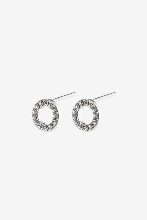 Tessa Preciosa Crystals on Small Silver Circle  Studs ACC Jewellery Pilgrim   