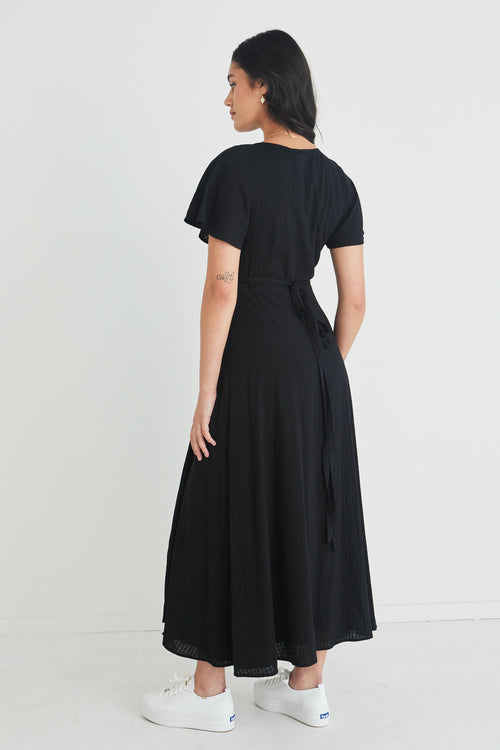 Resonance Black Ss Wrap Maxi Dress WW Dress Stories be Told   