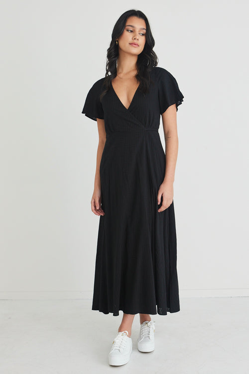 Resonance Black Ss Wrap Maxi Dress WW Dress Stories be Told   