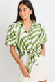 Exemption Green Zebra Tie Front SS Shirt