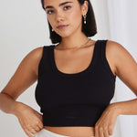 Salted Black Crop Rib Singlet WW Top Love Lulu   