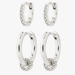 Scottie Silver Crystal Hoop Earring Set