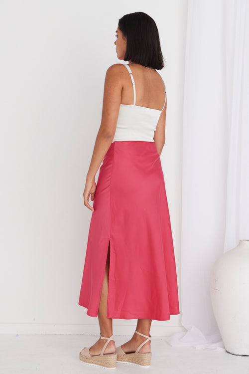 Serpentine Fuschia Satin Bias Cut Skirt WW Skirt Among the Brave   