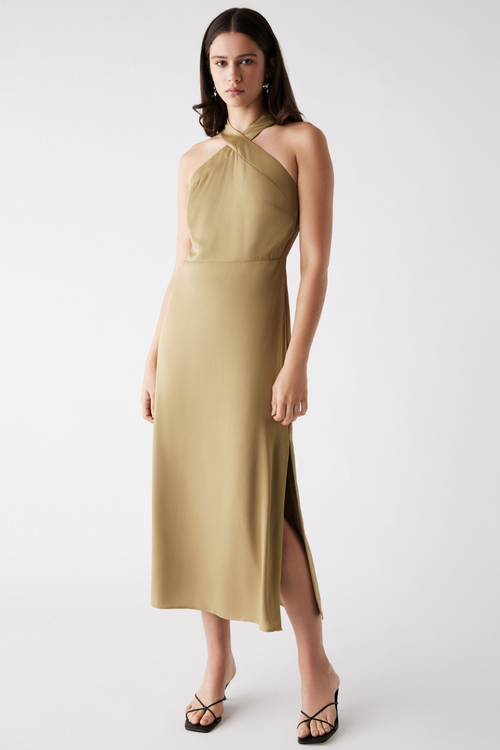 olive green midi dress