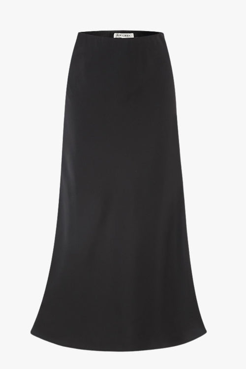 Black Satin Midi Skirt